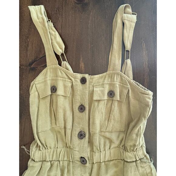 Urban Outfitters Malibu Romper Linen Blend Light Green Suspender Overall Size XS - Picture 6 of 9